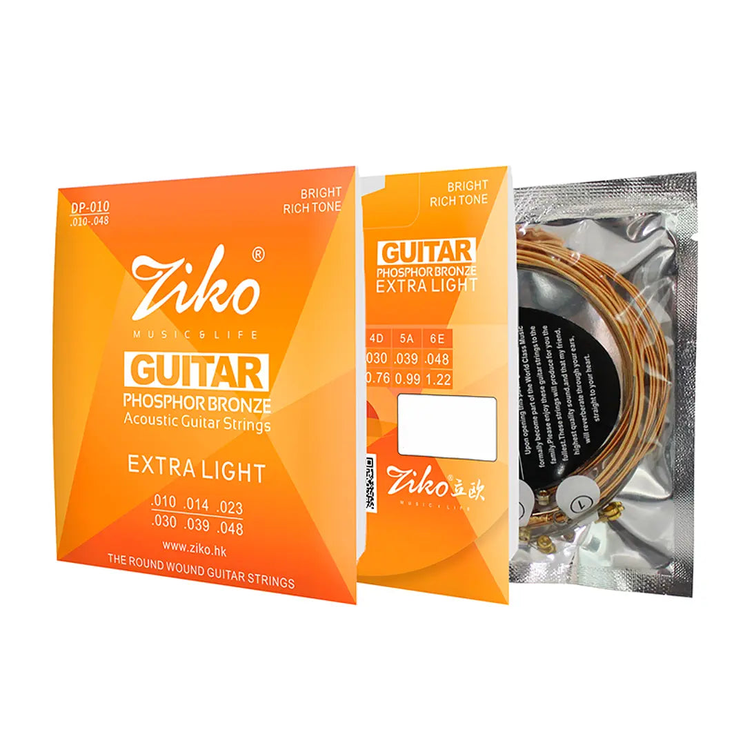 Cuerdas Guitarra Acústica Ziko .10 DP-010 Phosphor Bronze