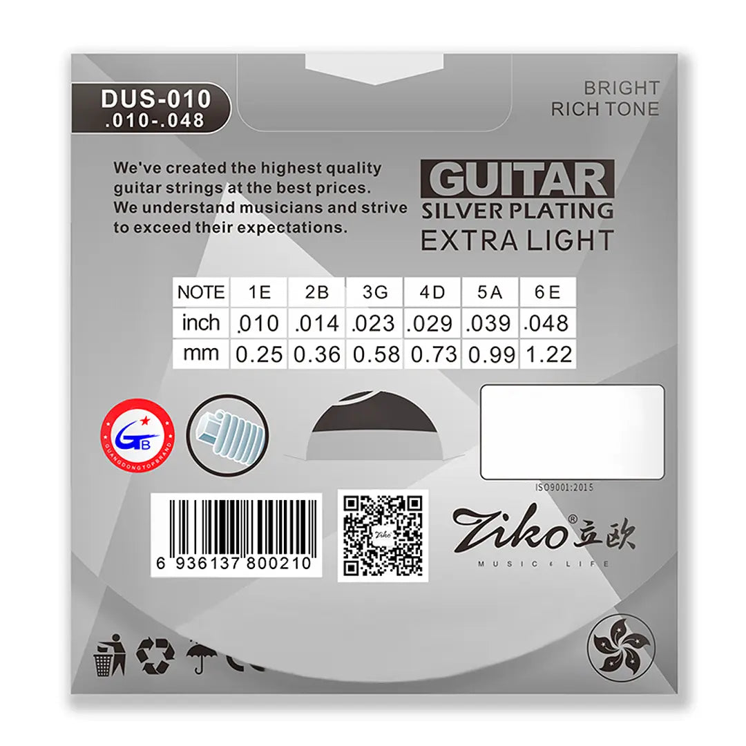 Cuerdas Guitarra Acústica Ziko .10 DUS-010
