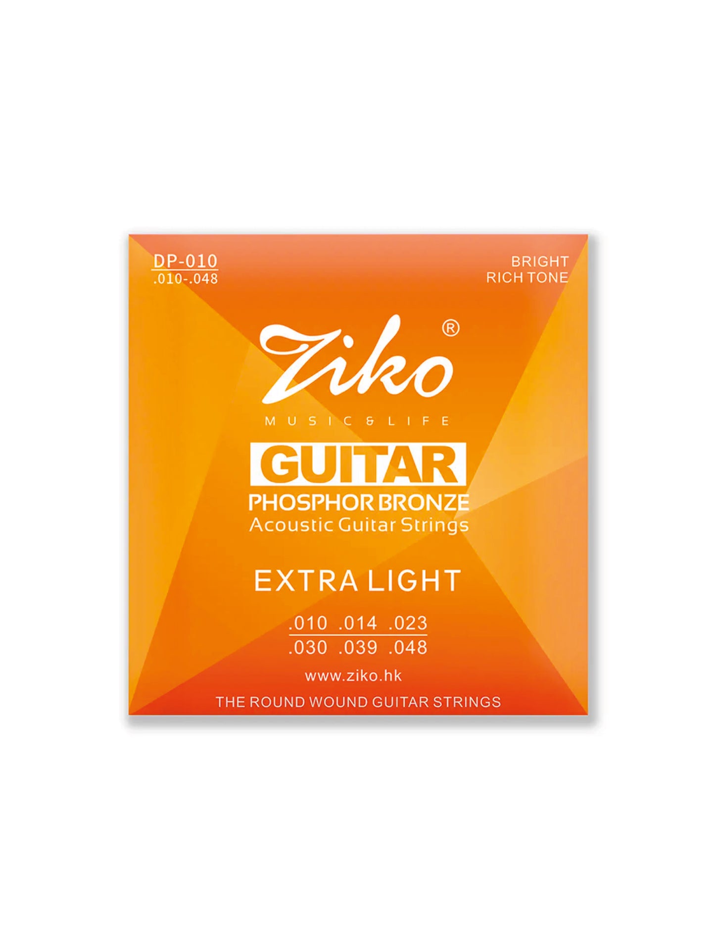 Cuerdas Guitarra Acústica Ziko .10 DP-010 Phosphor Bronze