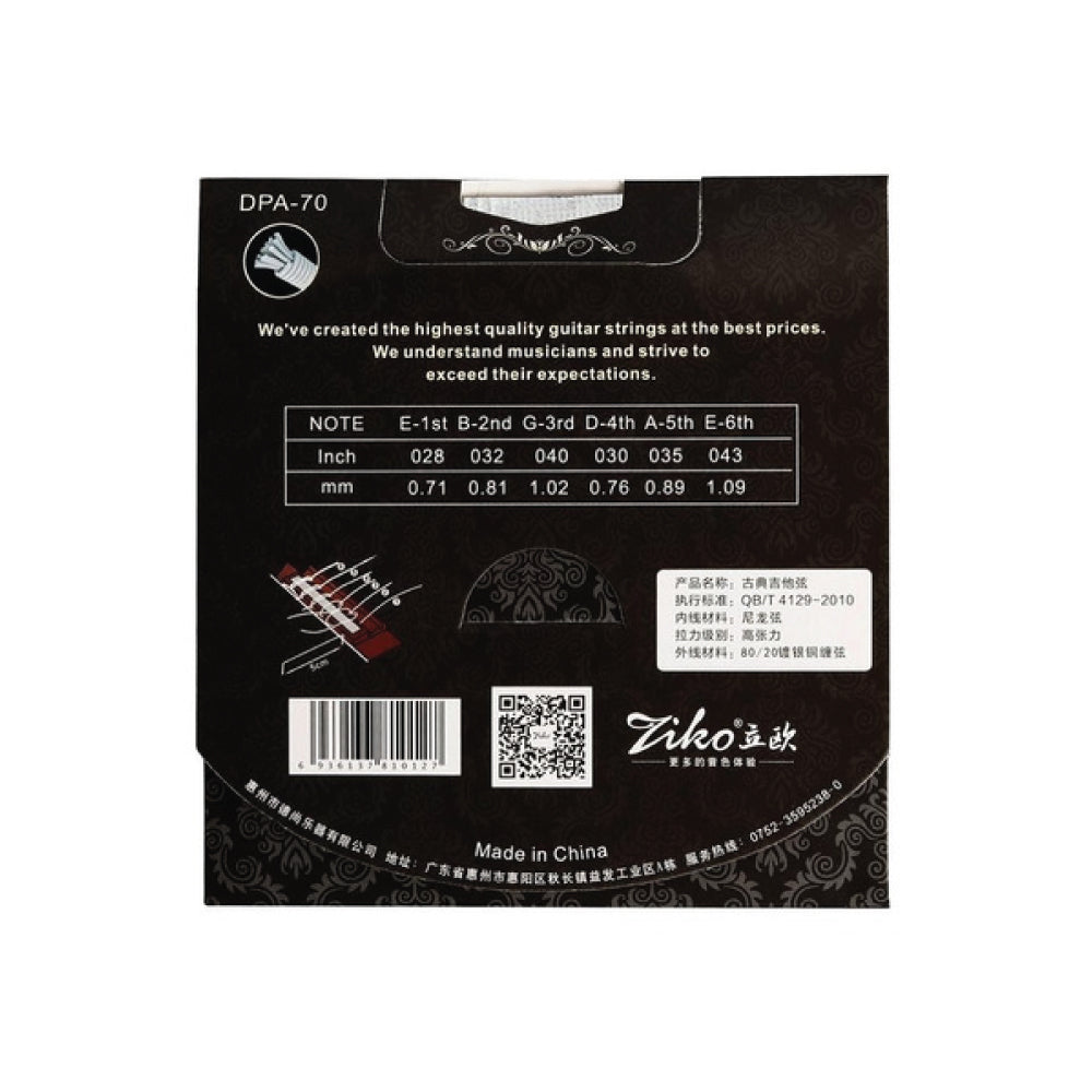Cuerdas Guitarra Clásica Ziko DPA-70 nylon