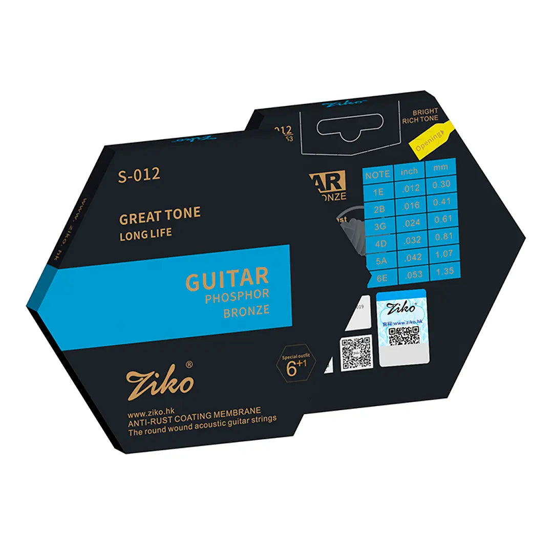 Cuerdas Guitarra Acústica Ziko .12 S-012 Phosphor Bronze