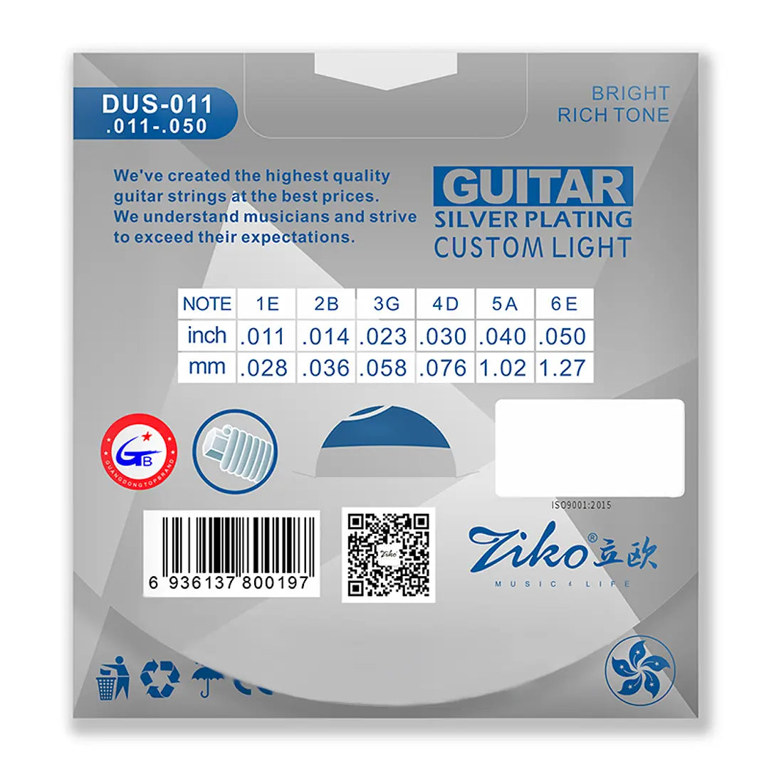 Cuerdas Guitarra Acústica Ziko .11 DUS-011