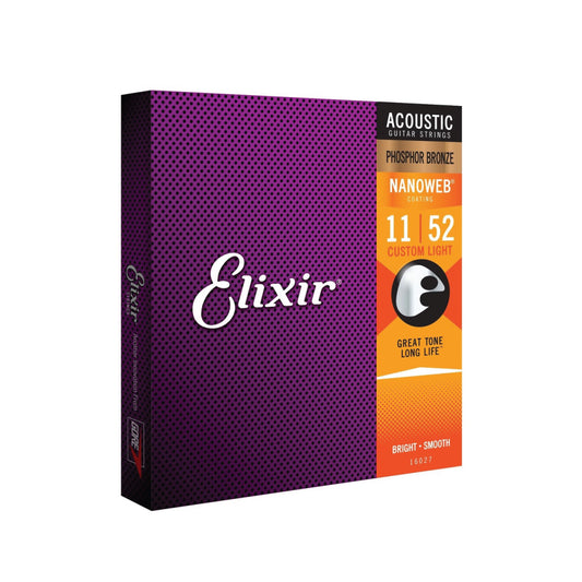 Cuerdas Guitarra acústica Elixir Nanoweb Phosphor Bronze 11/52