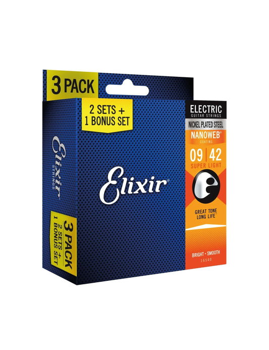 Cuerdas Guitarra Eléctrica Elixir Nanoweb 09/42 3-PACK