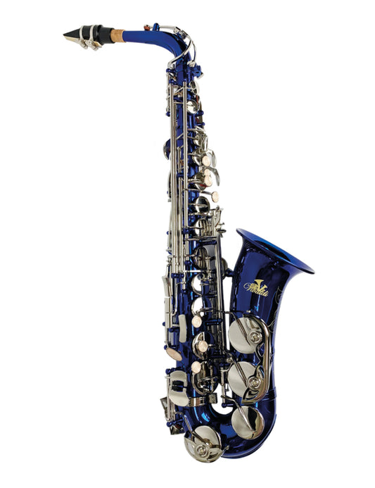 Saxofón Alto Vivaldi Azul con llaves niqueladas YWAS-07BLU