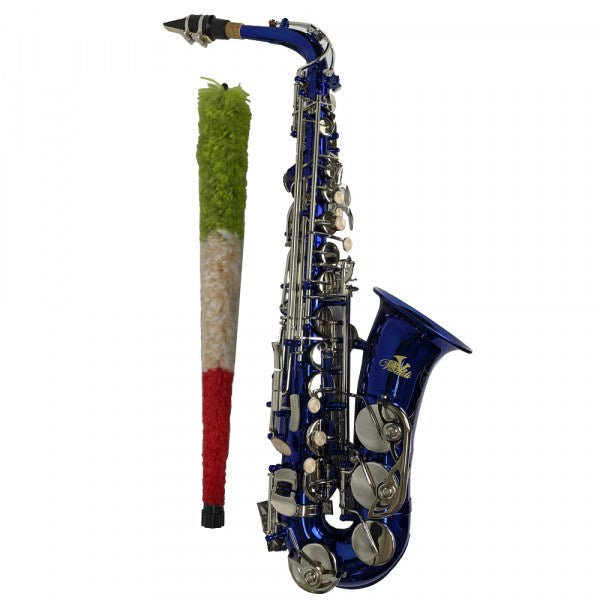 Saxofón Alto Vivaldi Azul con llaves niqueladas YWAS-07BLU