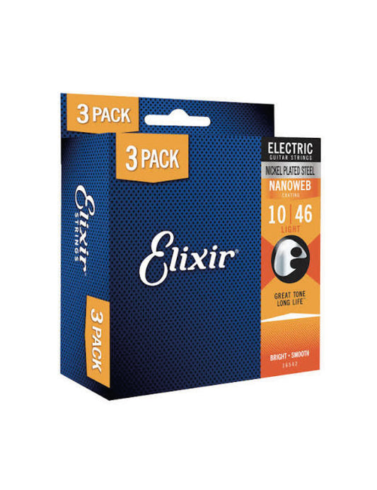 Cuerdas Guitarra Eléctrica Elixir Nanoweb 10/46 3-PACK