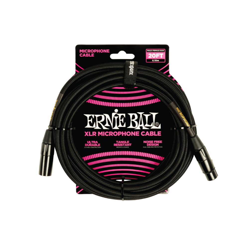 Cable de Micrófono Ernie Ball braided (Black) 6.10 metros