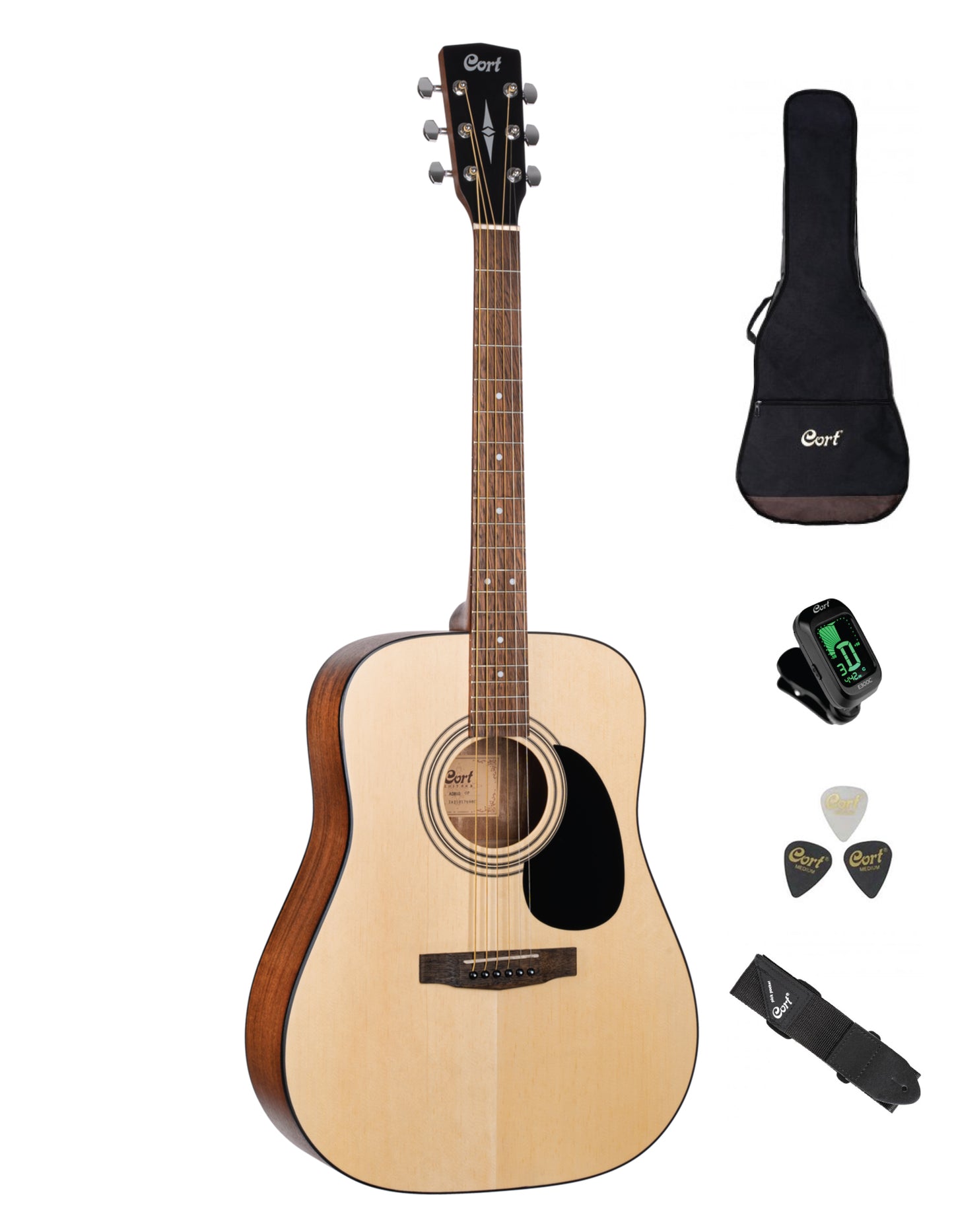 COMBO Guitarra Cort Acústica AD810 y accesorios.