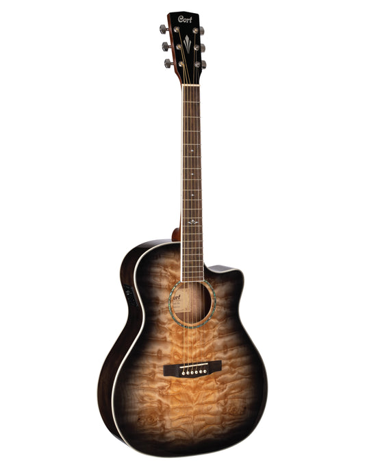 Guitarra Cort Electroacústica GA-QF Burst Negro Trans